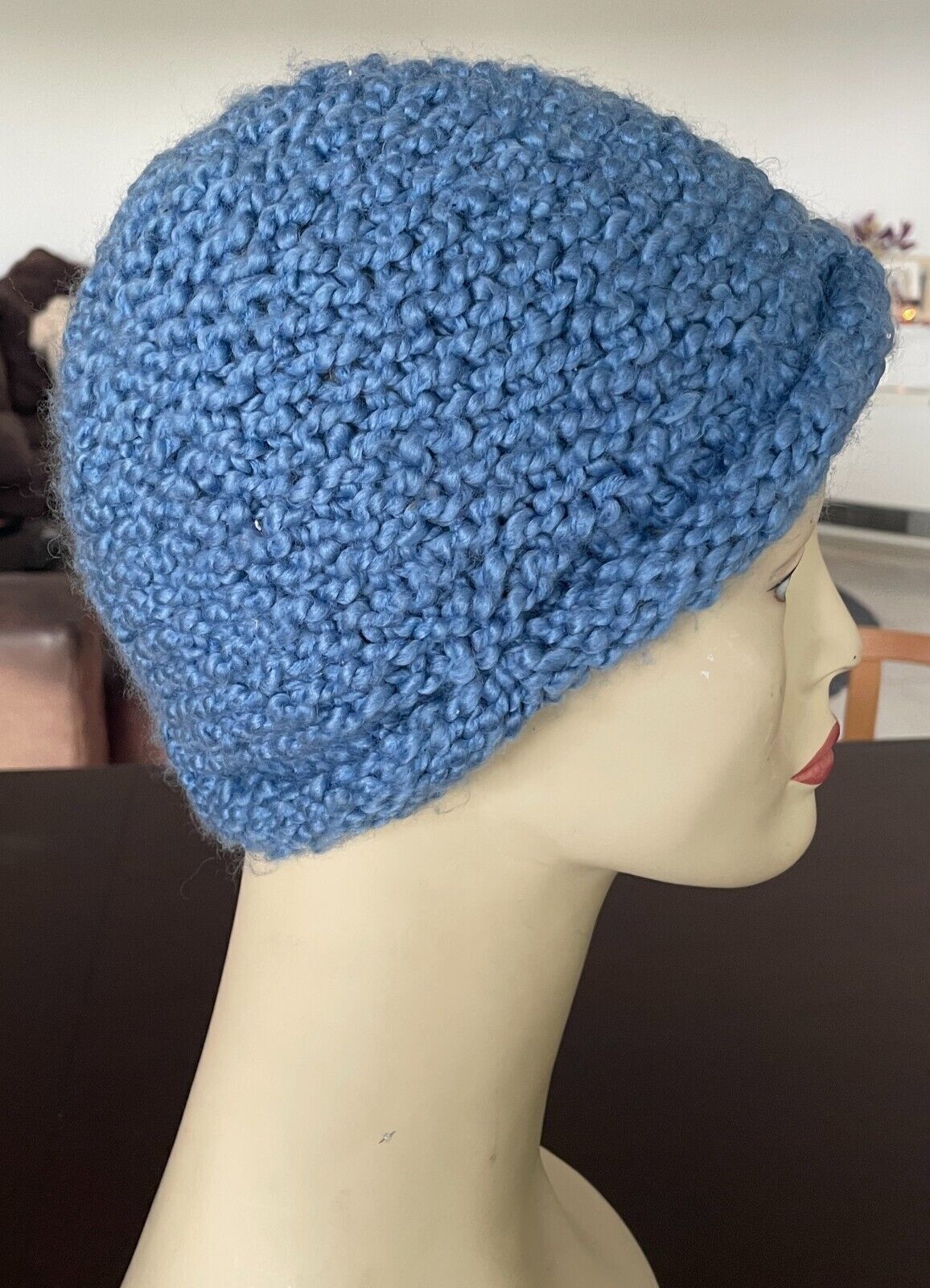 OLD NAVY Beanie Light Blue Chunky Knit Roll Rim Style OSFA Cap Hat