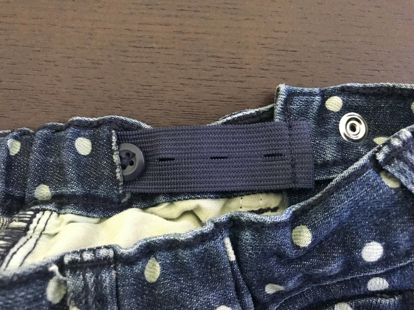 OSHKOSH Skirt Blue Denim & White Spot Ruffle Hem w Adjustable Waist Girls Size 3