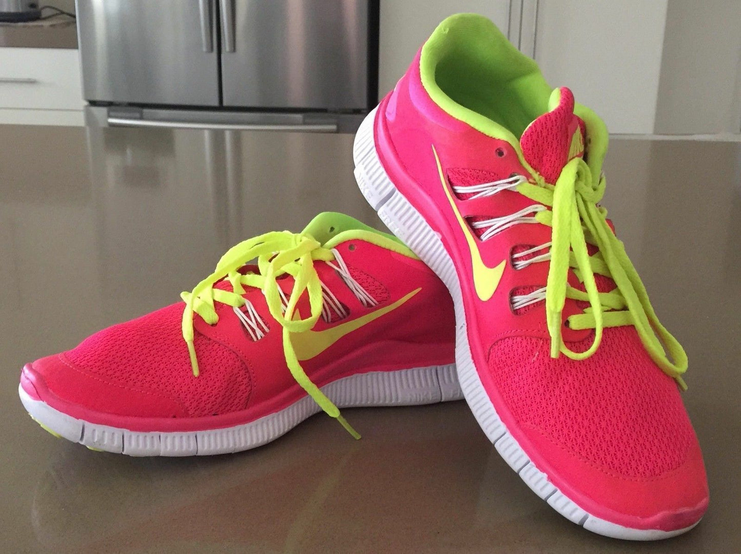 NIKE FREE 5.0 Running Shoes Pink & Lime Ladies Size US 6.5 UK 4 EUR 37 23.5cm