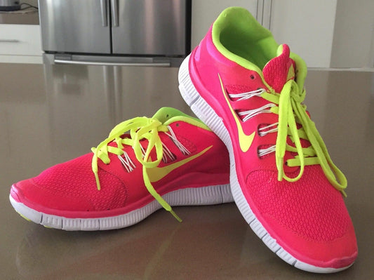 NIKE FREE 5.0 Running Shoes Pink & Lime Ladies Size US 6.5 UK 4 EUR 37 23.5cm