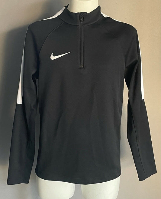NIKE Dri-Fit Black & White Trim 1/2 Zip Long Sleeve Top S 8 10 Height 128 137cm
