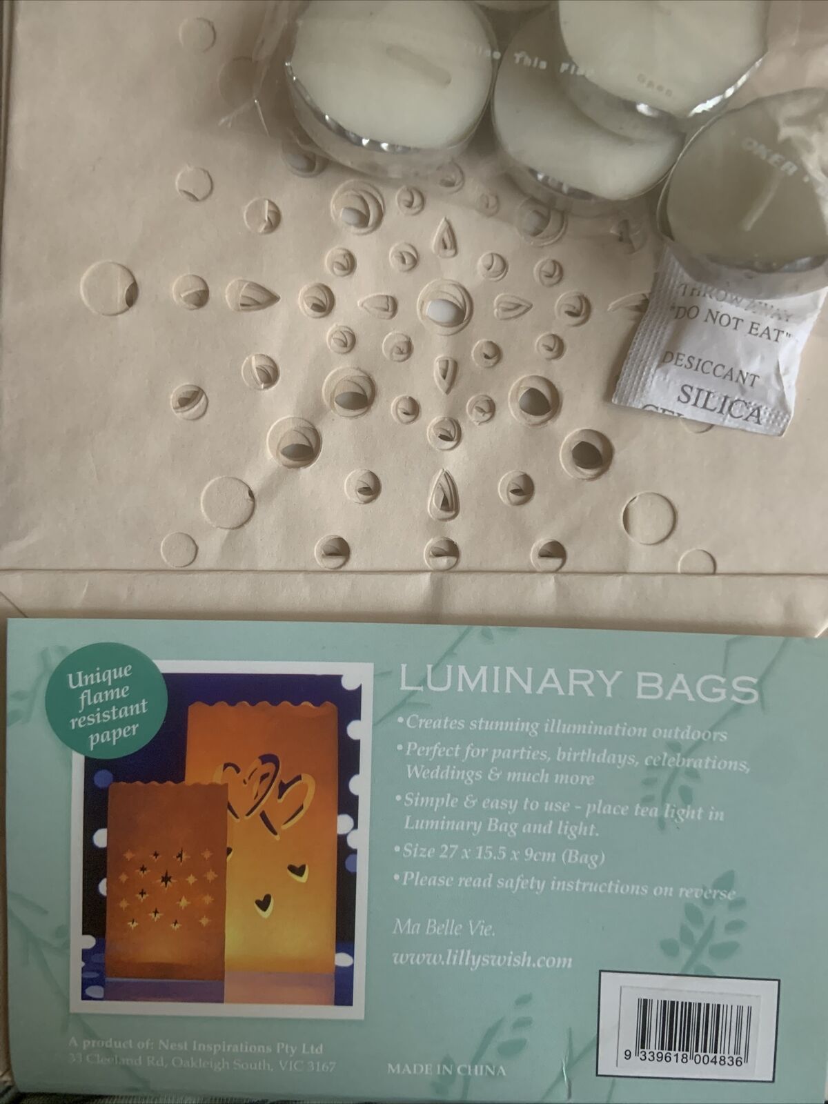 New Pack of 5 FIREWORKS Luminary Bags w Tealight Candles Flame Resistant Paper