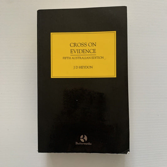 PB Book CROSS ON EVIDENCE 5th Australian Edition J D Heydon 1996 Ex Library