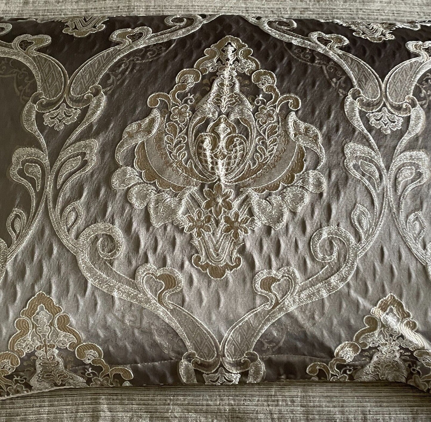 Pillowcases x 2 DAVINCI by PRIVATE COLLECTION Taupe Gold Silver Baroque Cushion