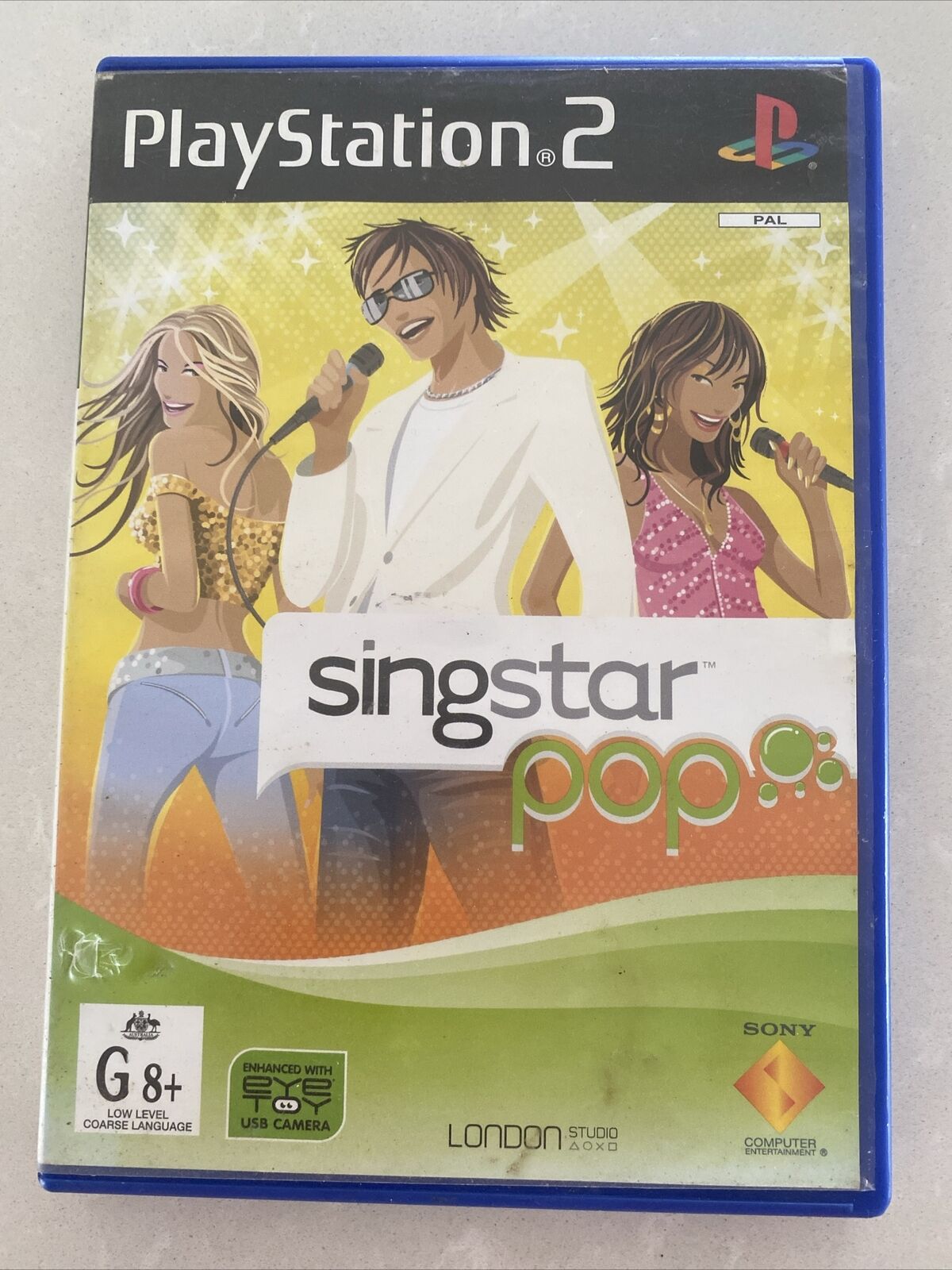 Playstation 2 Singstar POP PS2 Sony Game + Manual Blue Case 2005 G 8+ Clean Disc