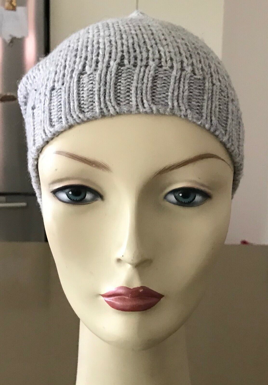 SEED HERITAGE Beanie Knit Slouch or Cuff Front Chunky Grey Winter Hat Cap