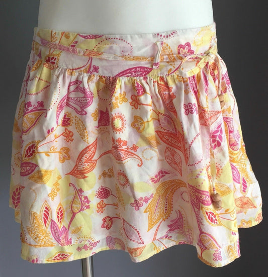 RIP CURL GIRL Skirt Orange Pink Yellow White Floral & Paisley Tween Size 14