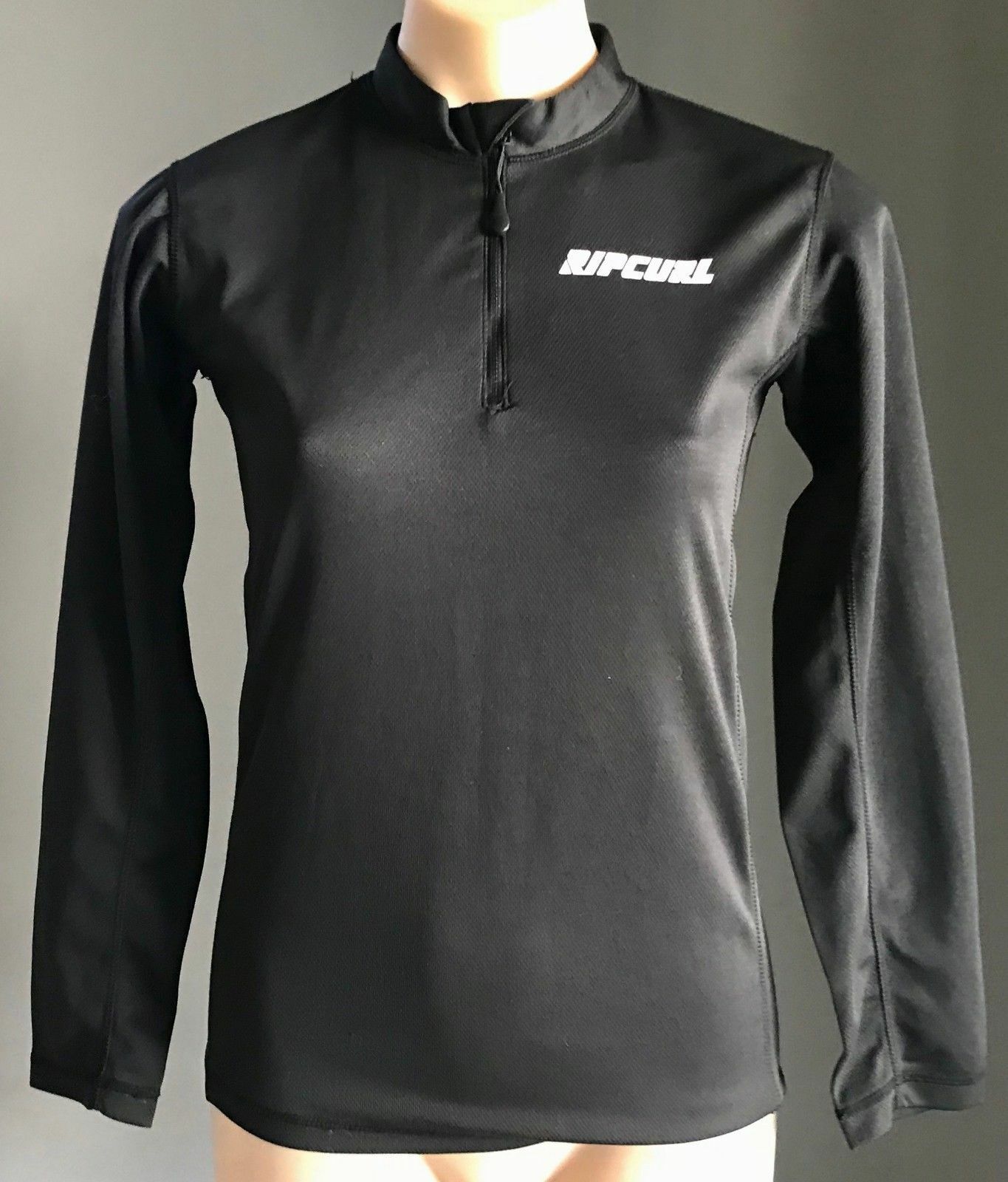 RIP CURL Sports Top Black 1/2 Zip High Neck L/Sleeve Girls Size 14 Ladies 10 NEW