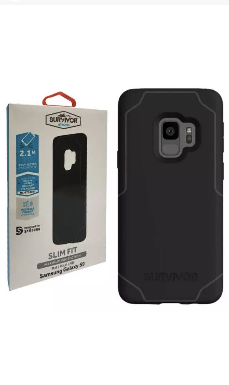 Samsung Galaxy Phone CASE COVER S9 GRIFFIN SURVIVOR Strong Tough Black Grey NEW