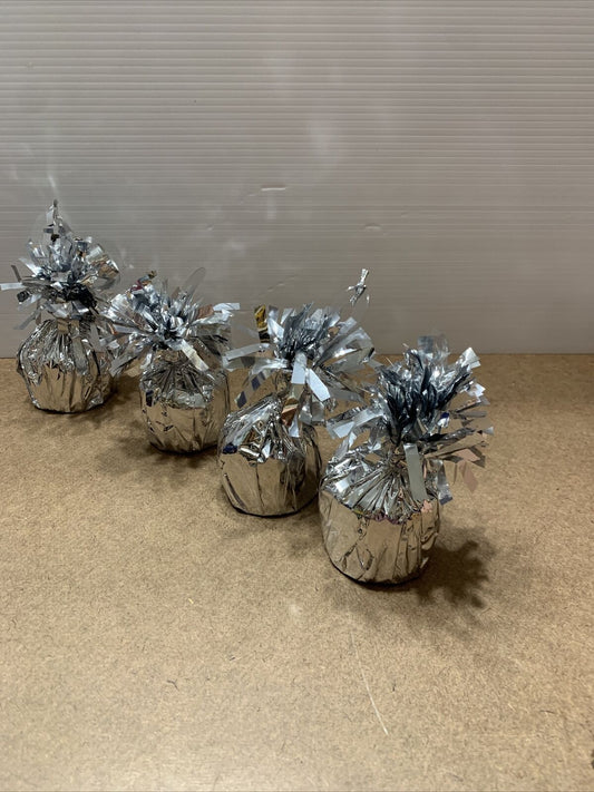 Set 4 x FOIL BALLOON WEIGHT Birthday Wedding ALL PARTY Table Silver NEW