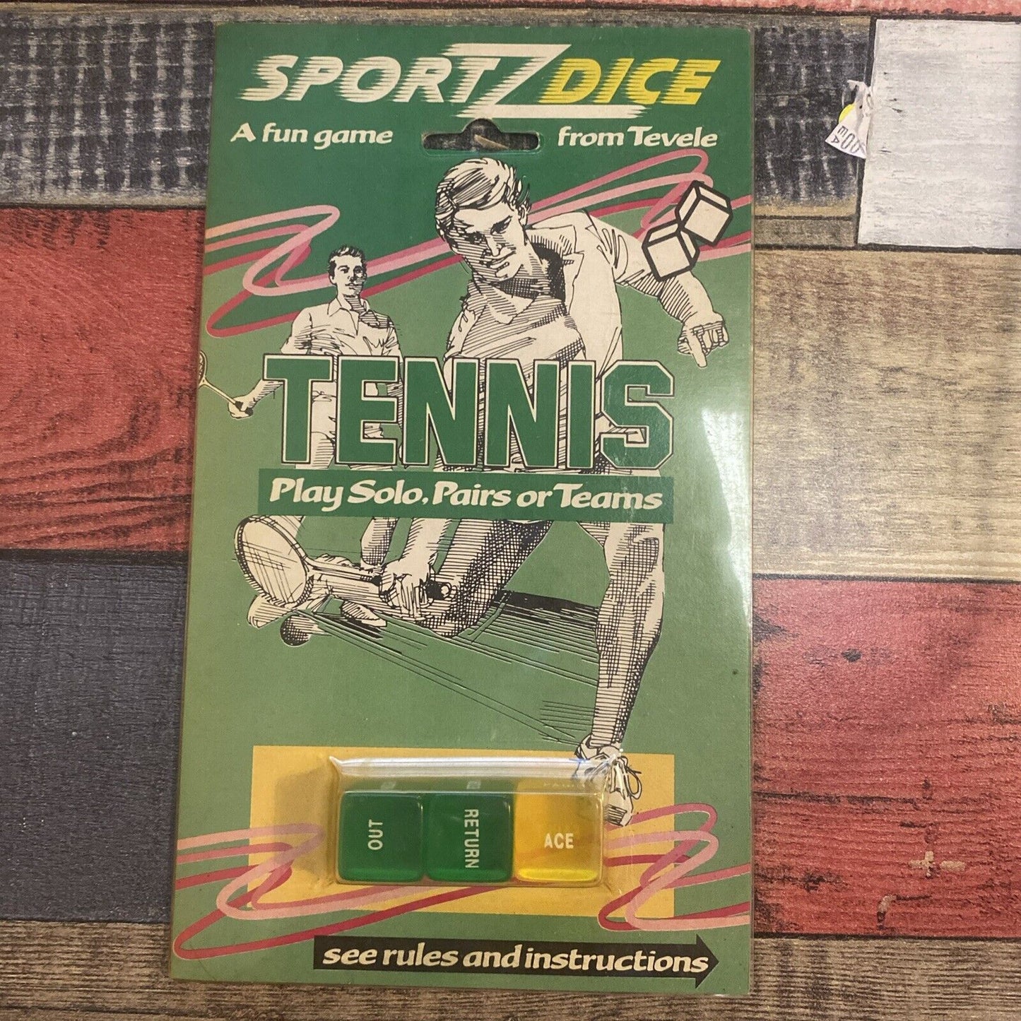 SPORTZDICE Tennis 5 Dice Set Game by Tevele 1986 Vintage Sealed NEW