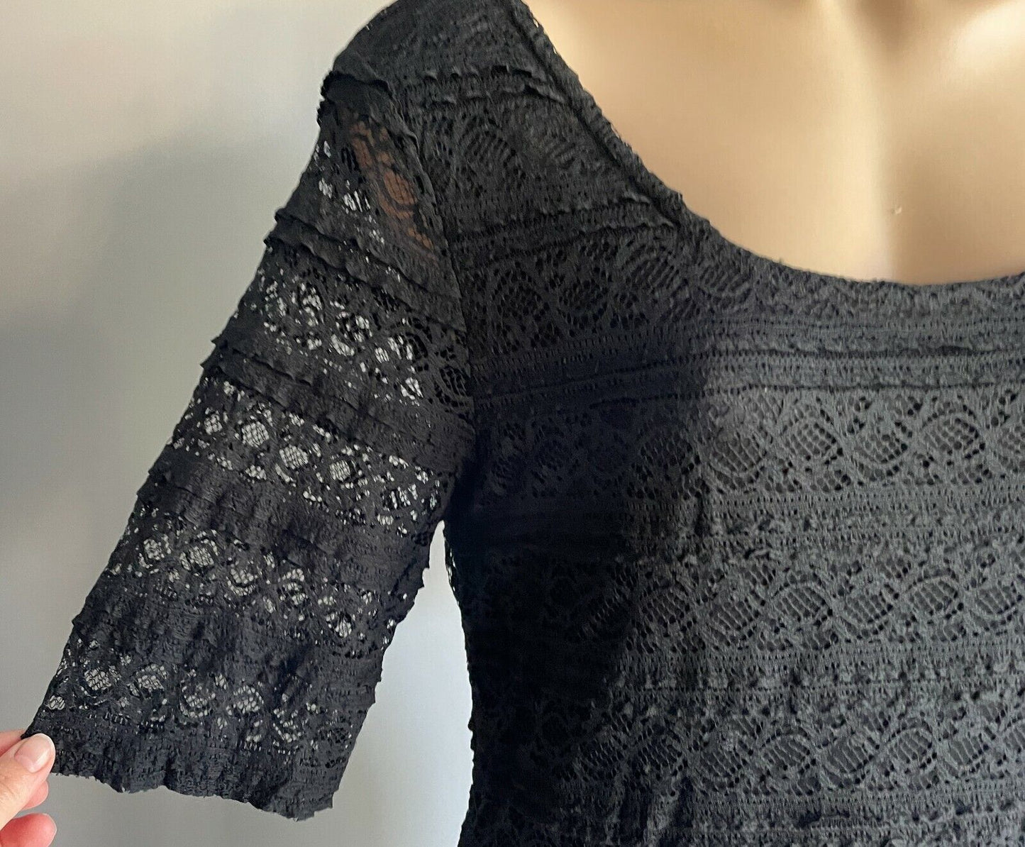 Teen Girl GIRL XPRESS Lace Dress Black Stretch 3/4 Sleeve Sz 18 Ladies 12 NEW