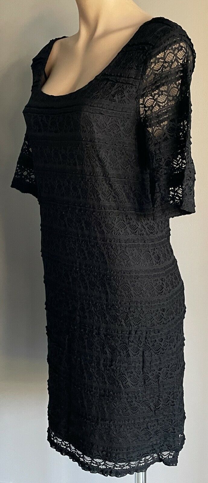 Teen Girl GIRL XPRESS Lace Dress Black Stretch 3/4 Sleeve Sz 18 Ladies 12 NEW