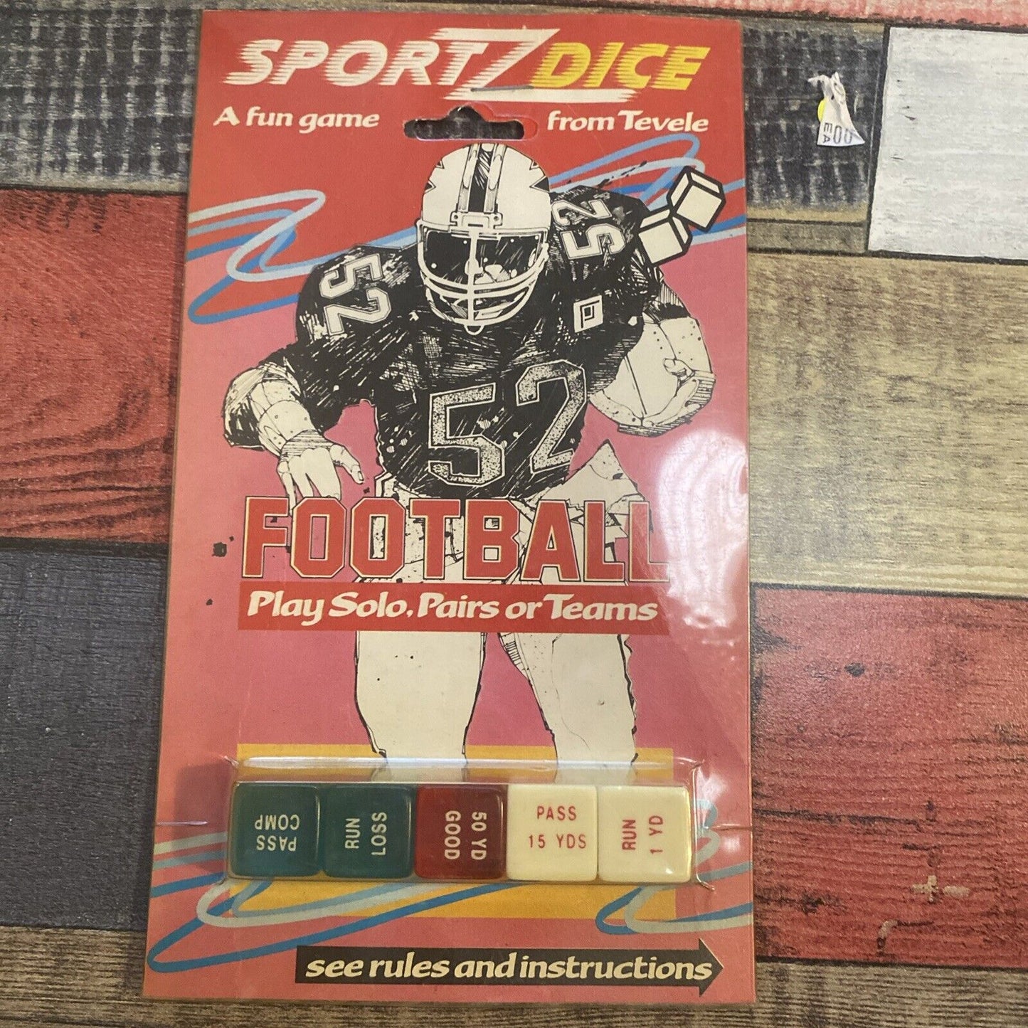 SPORTZDICE Football 5 Dice Set Game by Tevele 1986 Vintage Sealed NEW