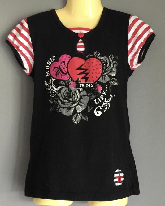 THE VERONICAS T-Shirt Black w Bright Print Girls Size 7 Music Celebrity NEW