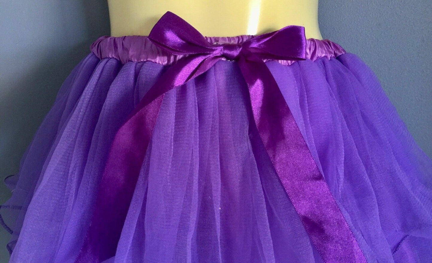 TUTU Fairy Skirt Purple Net Layer Princess w Satin Bow To Fit Girls 3 - 4 Years