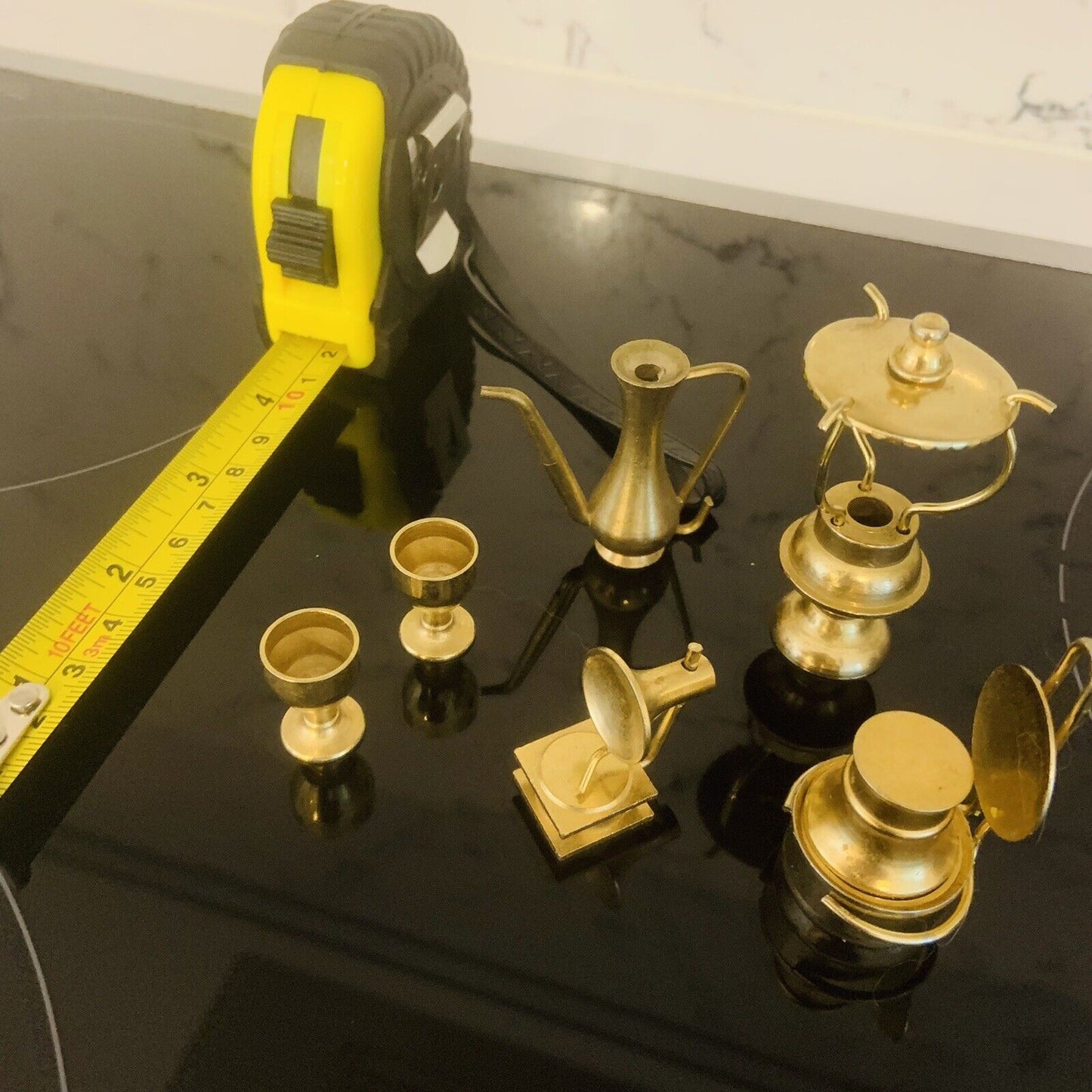 Vintage 13 Pieces Solid Brass Miniature Dolls House Furniture Accessories