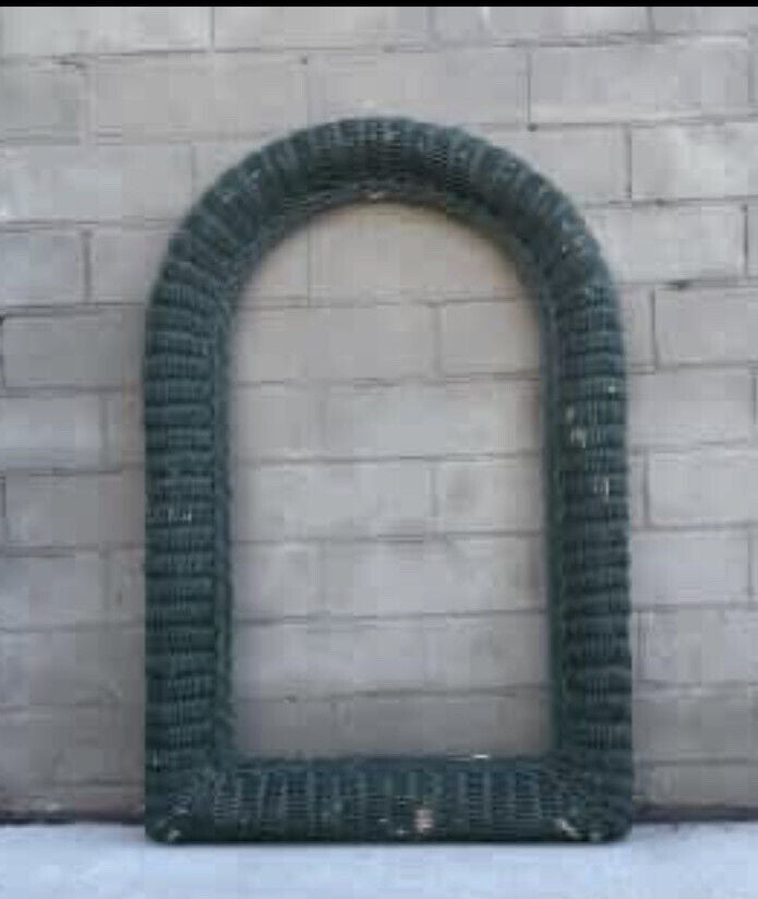 Vintage 77cm Heritage Green Woven Wicker Frame Arch Shape on wooden frame