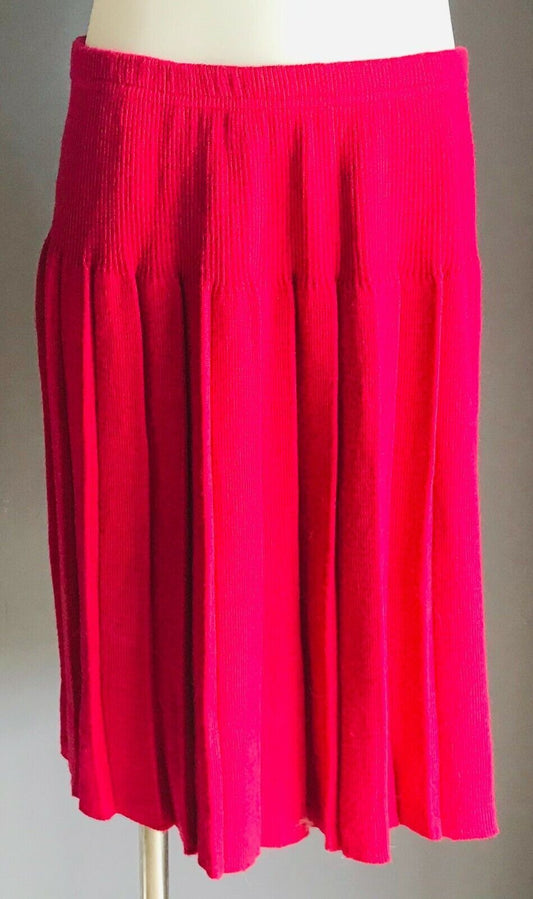 Vintage MARQUISE Kbit Skirt Pink Wool Pleat Elastic Waist Teen Size 12 Australia