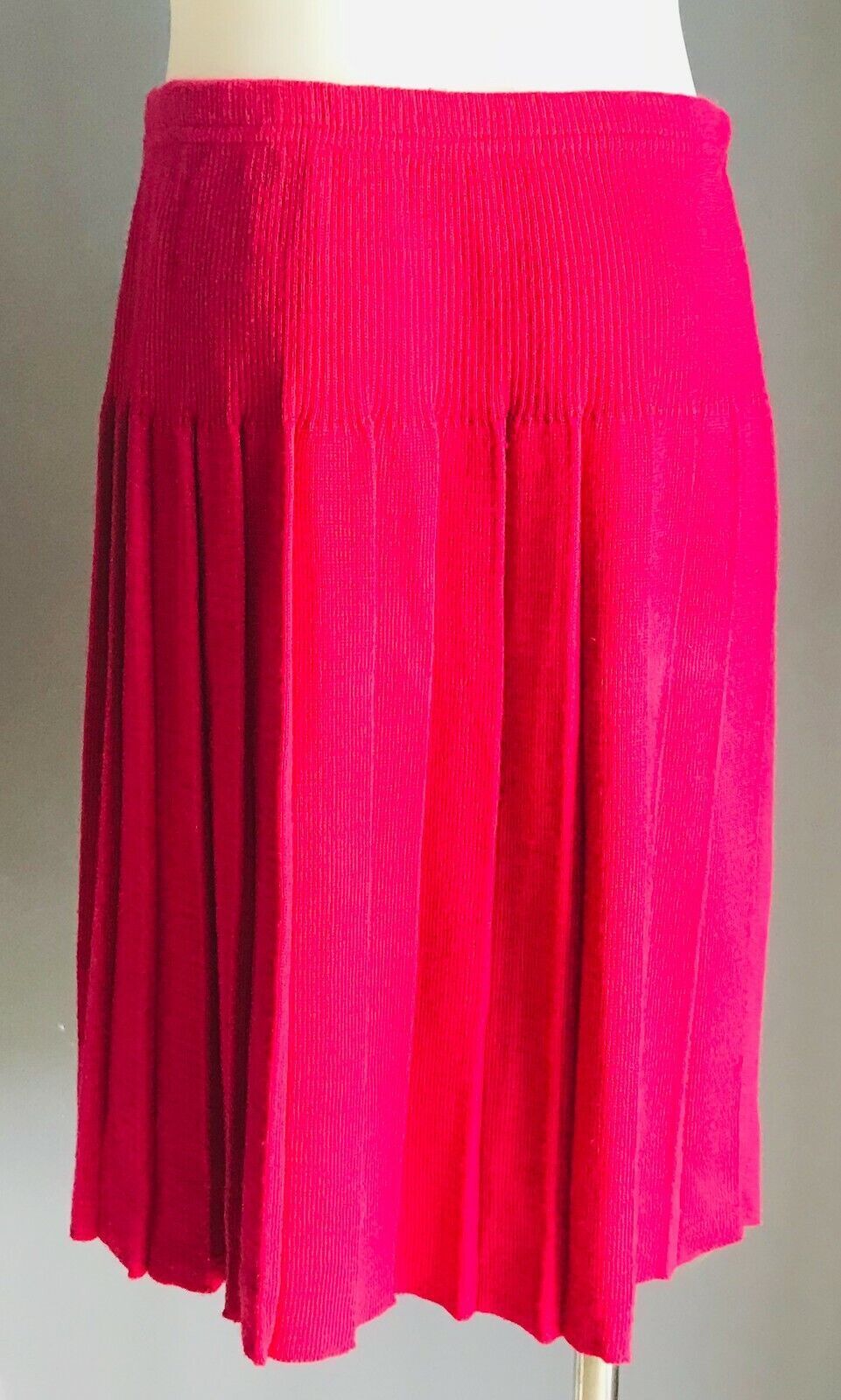 Vintage MARQUISE Kbit Skirt Pink Wool Pleat Elastic Waist Teen Size 12 Australia