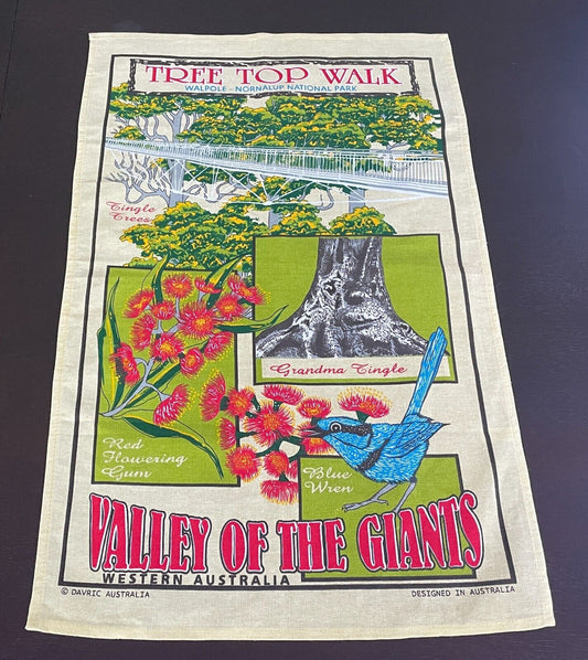 Vintage Linen Cotton Tea Towel "Tree Top Walk" Walpole Nornalup National Park