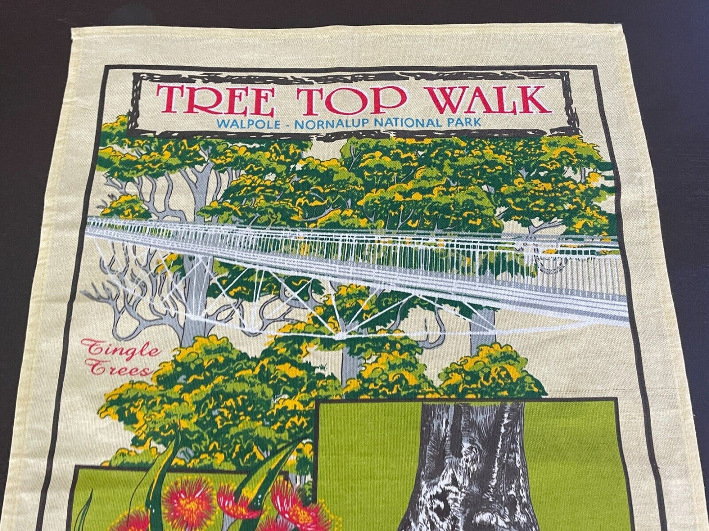 Vintage Linen Cotton Tea Towel "Tree Top Walk" Walpole Nornalup National Park