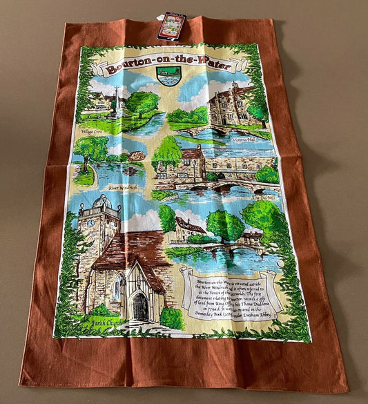 Vintage Tea Towel BOURBON ON THE WATER 100% Cotton Souvenir UK Souvenir NEW