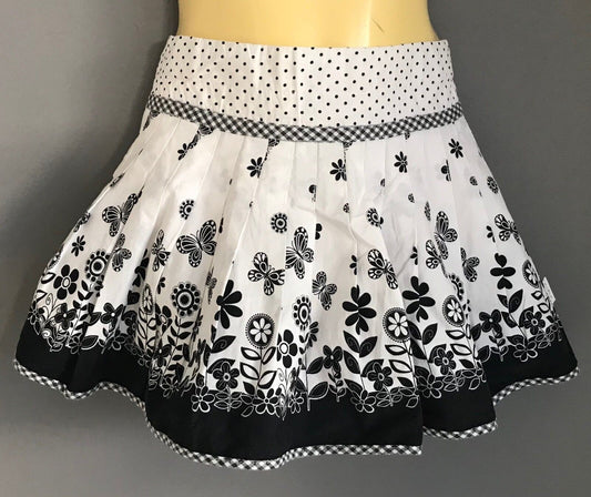 Vintage PUMPKIN PATCH Pleated Full Skirt Black   White Baby Size 12  18mths