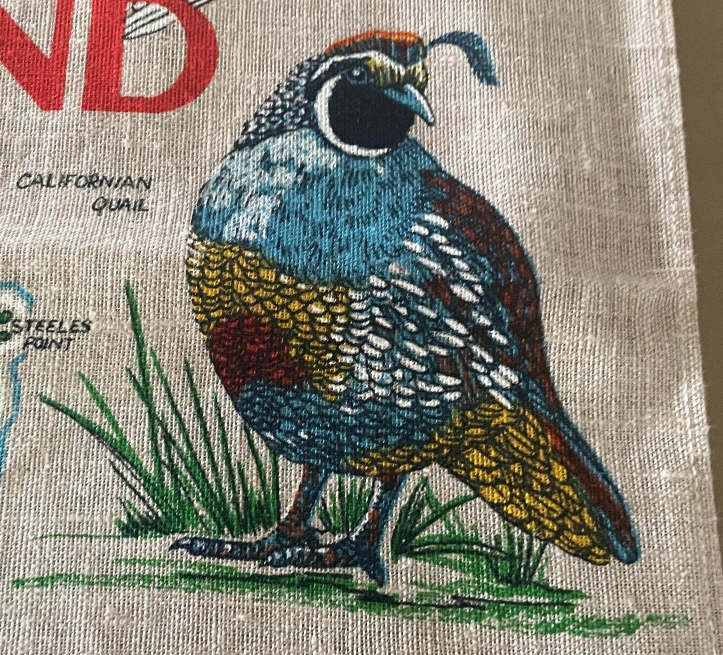 Vintage Tea Towel BIRDS OF NORFOLK ISLAND Map of Norfolk Island Print Souvenir