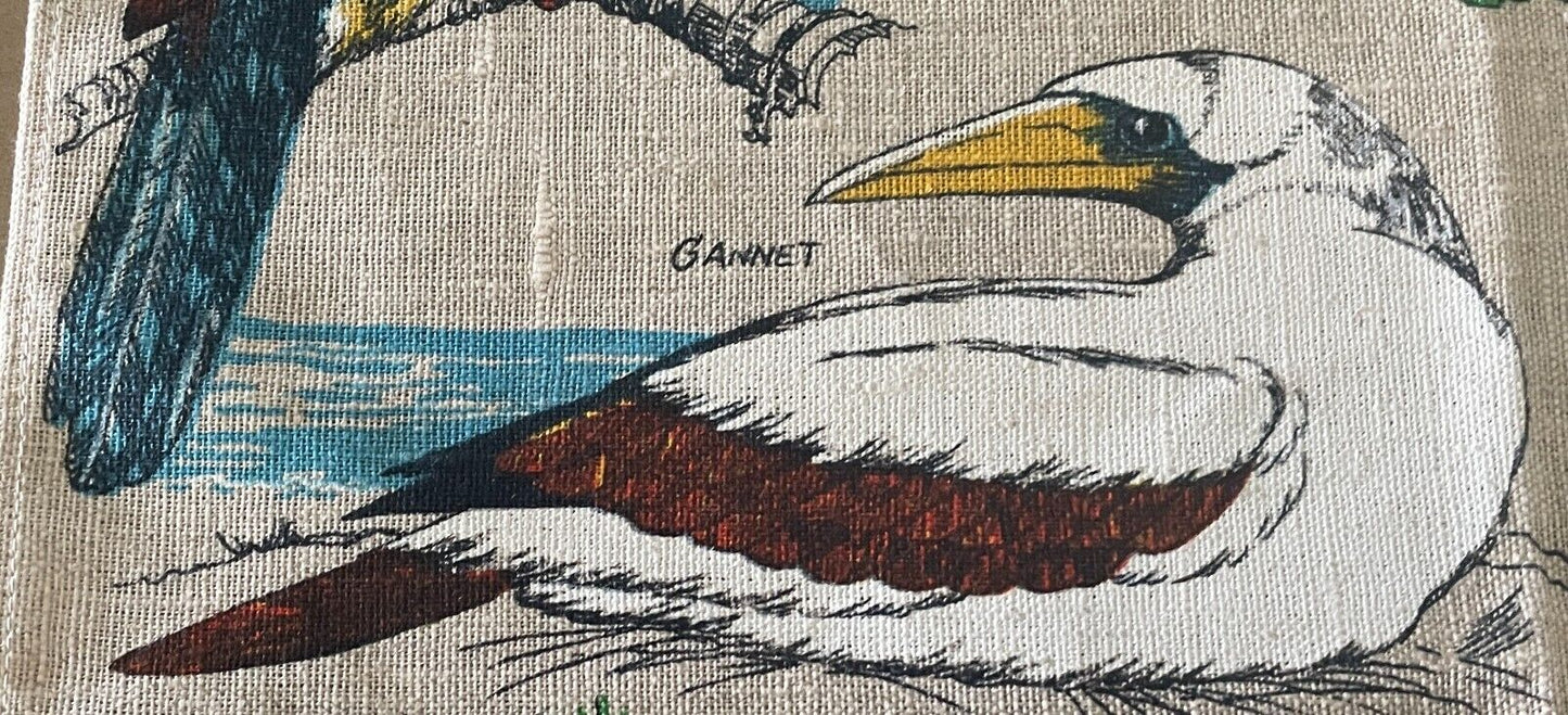 Vintage Tea Towel BIRDS OF NORFOLK ISLAND Map of Norfolk Island Print Souvenir