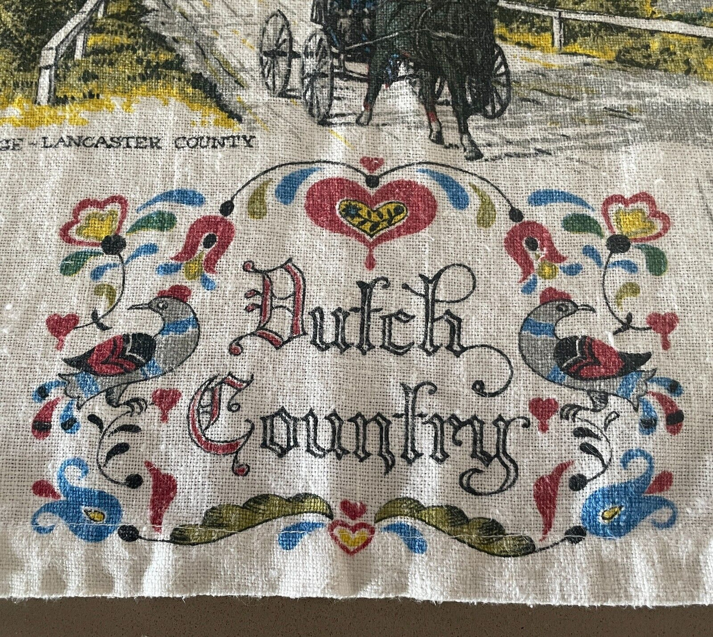 Vintage Tea Towel AMISH LIFE Theme Dutch Country Souvenir