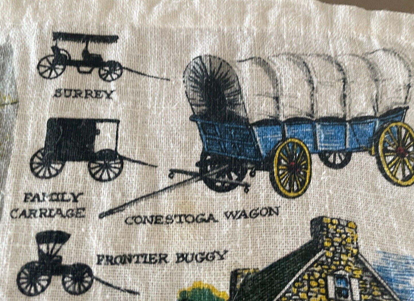 Vintage Tea Towel AMISH LIFE Theme Dutch Country Souvenir