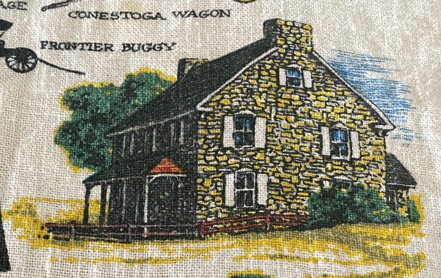 Vintage Tea Towel AMISH LIFE Theme Dutch Country Souvenir