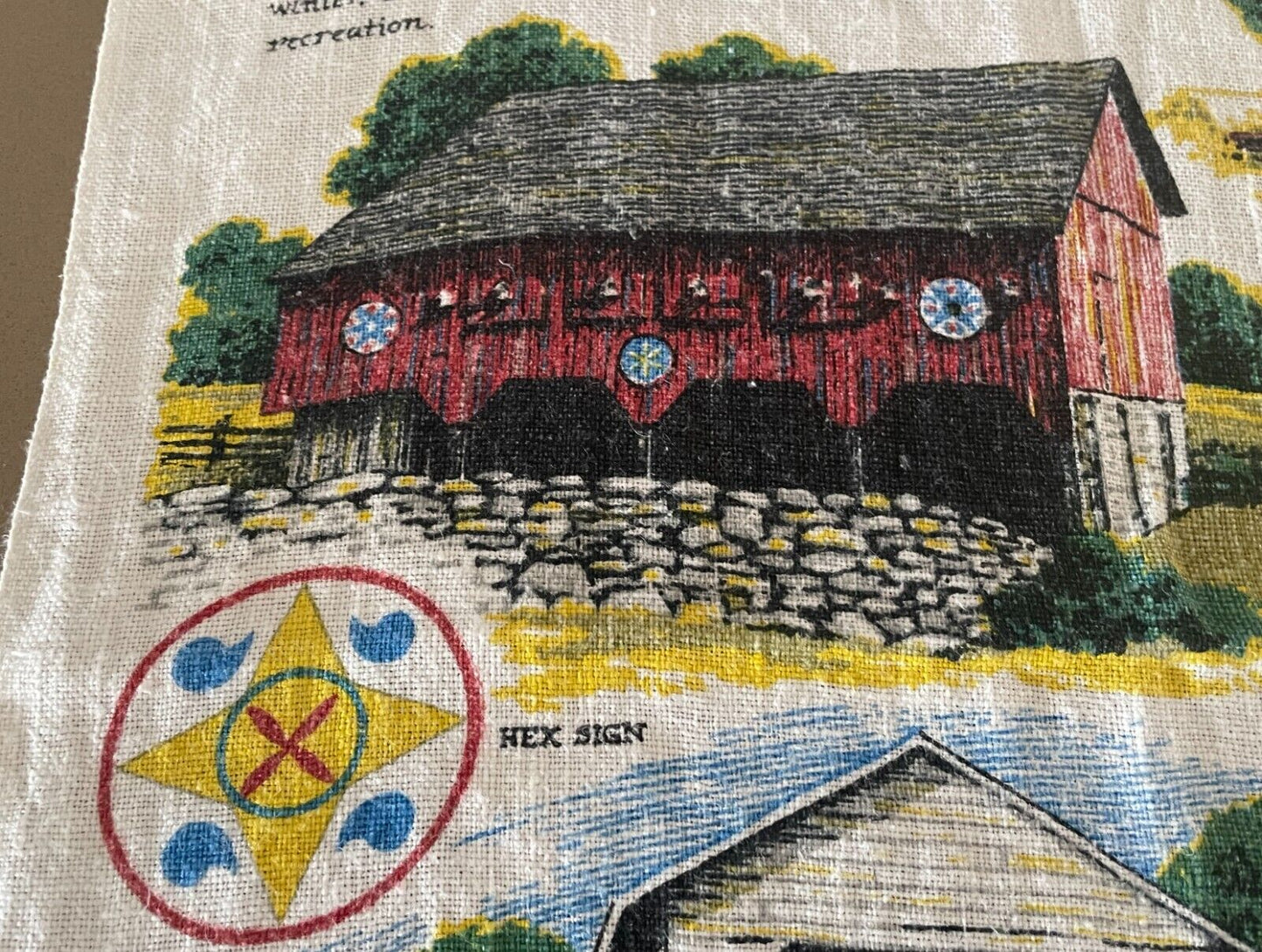 Vintage Tea Towel AMISH LIFE Theme Dutch Country Souvenir