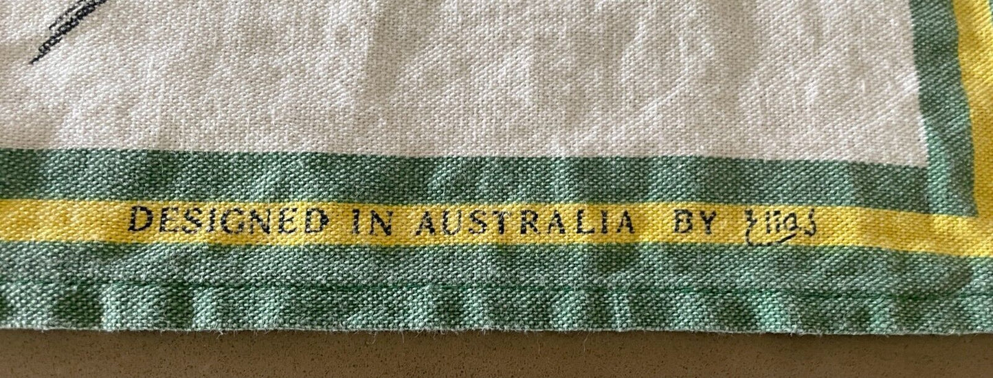 Vintage Tea Towel Melbourne VIC Tram Print Souvenir Nostalgic Cotton