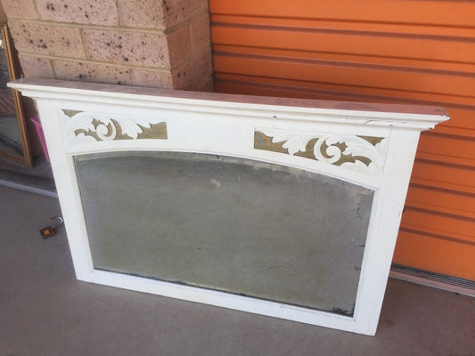 White Wooden Mantel Mirror Antique Federation Cheval for Dressing Table w  Shelf