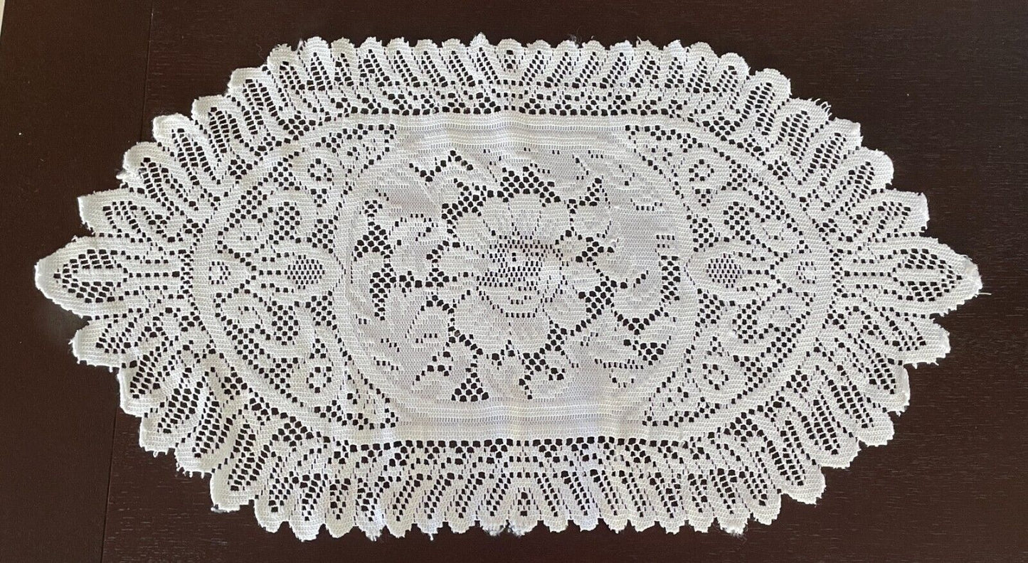 White Cut Out Fabric Large Oval Doily (1) 68 x 38cm Doilies