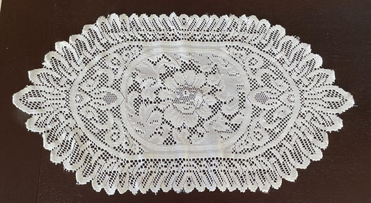 White Cut Out Fabric Large Oval Doily (1) 68 x 38cm Doilies