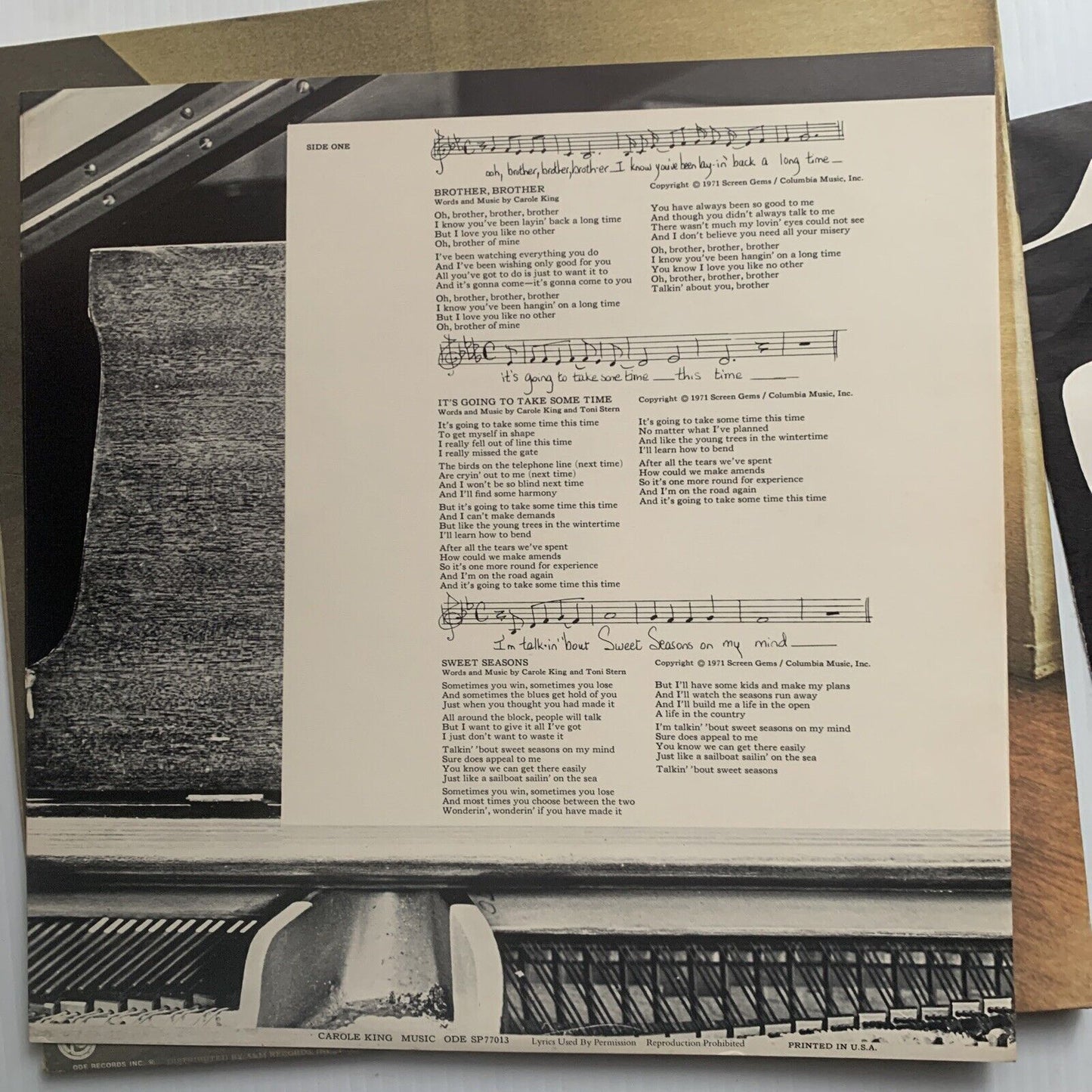 Vinyl LP CAROLE KING Music Rare Australian 1971 Gatefold ODE SO 77013 USA Record