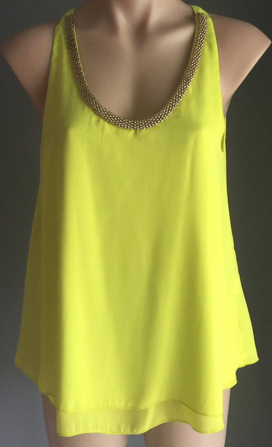 BLOSSOM Tank Top Lime Green Sleeveless Camisole  Ladies Size 12 Smart Casual