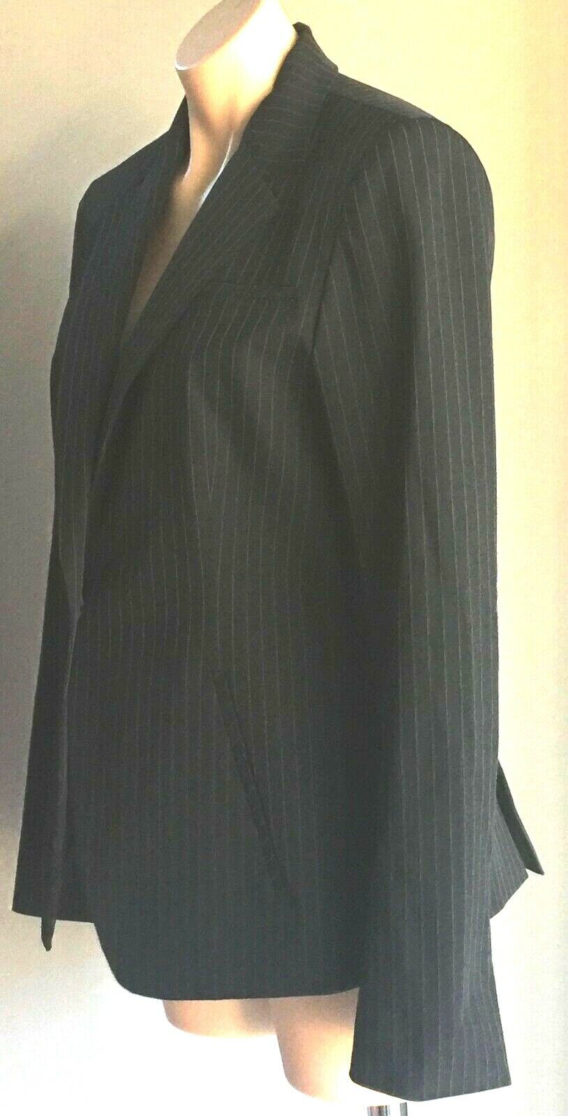 DKNY Blazer Black Pinstripe Buttoned  Long Sleeve Fitted Jacket Ladies Size 10