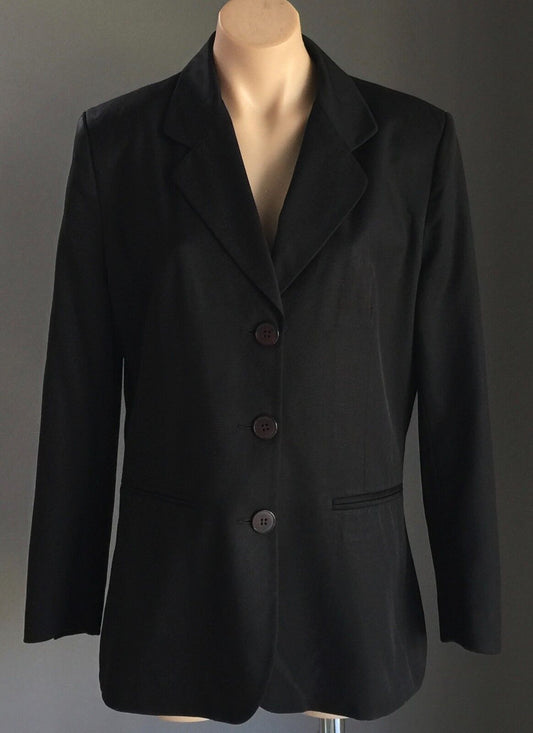 CHARLIE BROWN Blazer Black Single Breasted Jacket Ladies Size 12 Classic