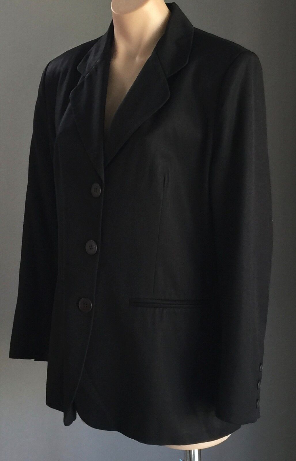 CHARLIE BROWN Blazer Black Single Breasted Jacket Ladies Size 12 Classic