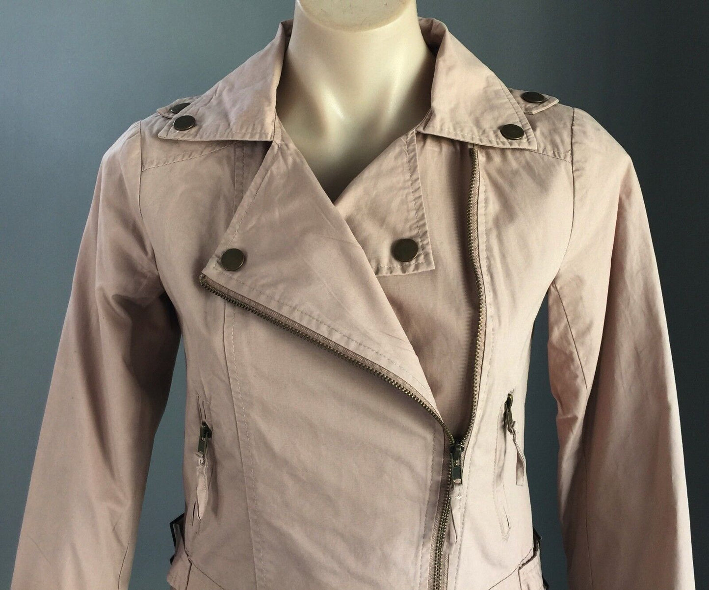 MINK Jacket Moto Biker Style Soft Blush Pink Size S 10 Trans Seasonal Stylish