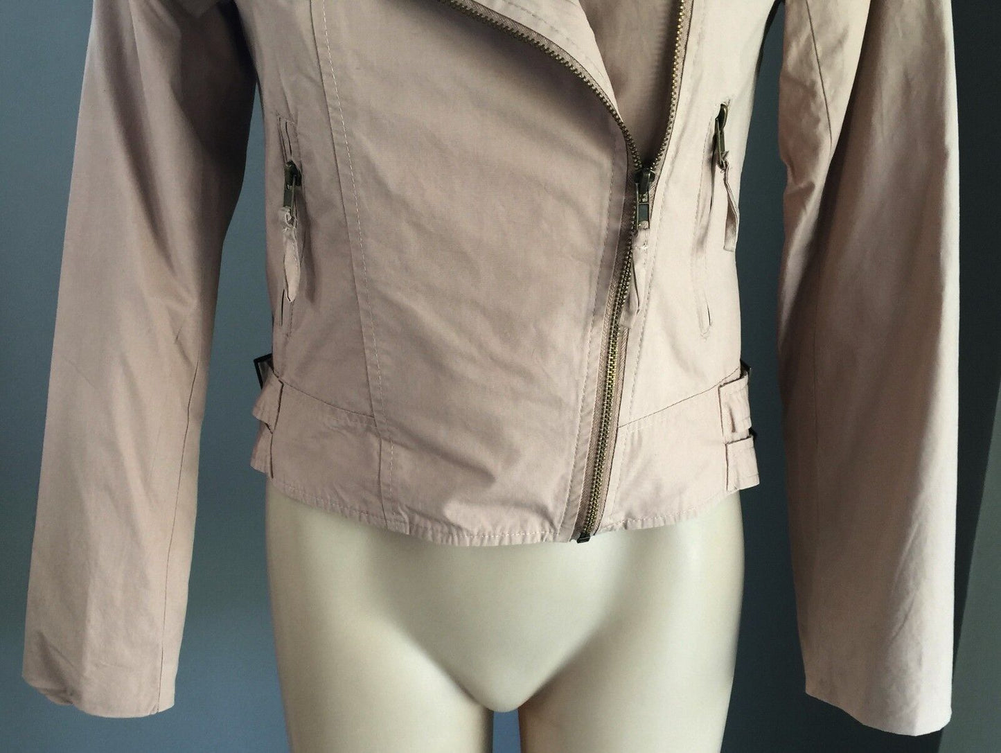 MINK Jacket Moto Biker Style Soft Blush Pink Size S 10 Trans Seasonal Stylish