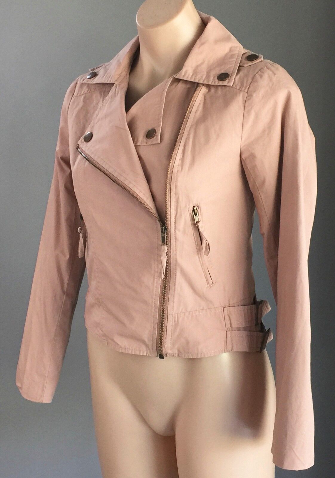 MINK Jacket Moto Biker Style Soft Blush Pink Size S 10 Trans Seasonal Stylish