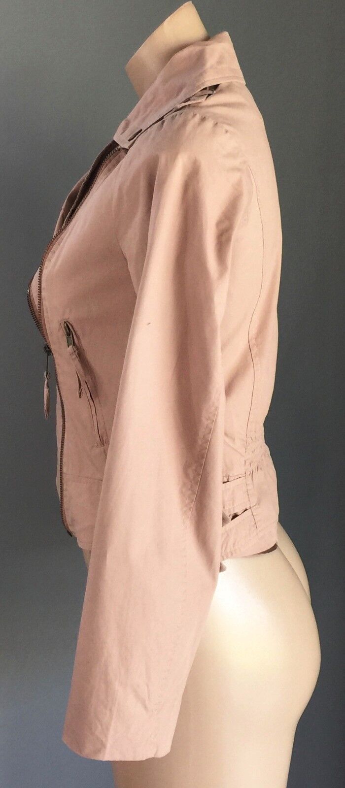 MINK Jacket Moto Biker Style Soft Blush Pink Size S 10 Trans Seasonal Stylish