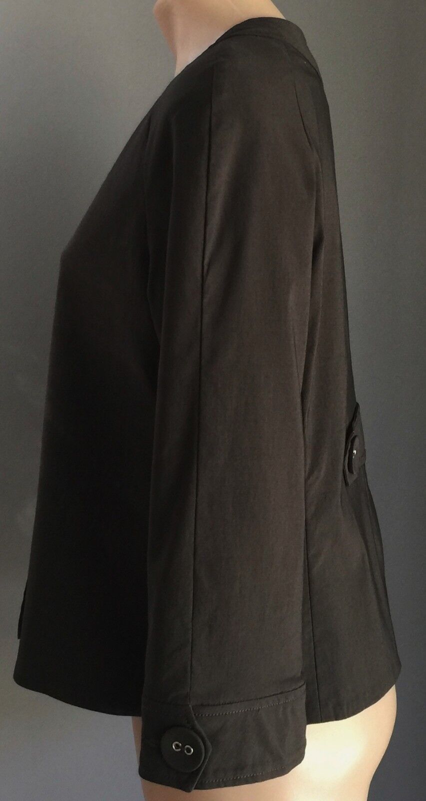 IDEALS Jacket Dark Khaki Round Neck Blazer Ladies Size M 12 Fab 1950's Look