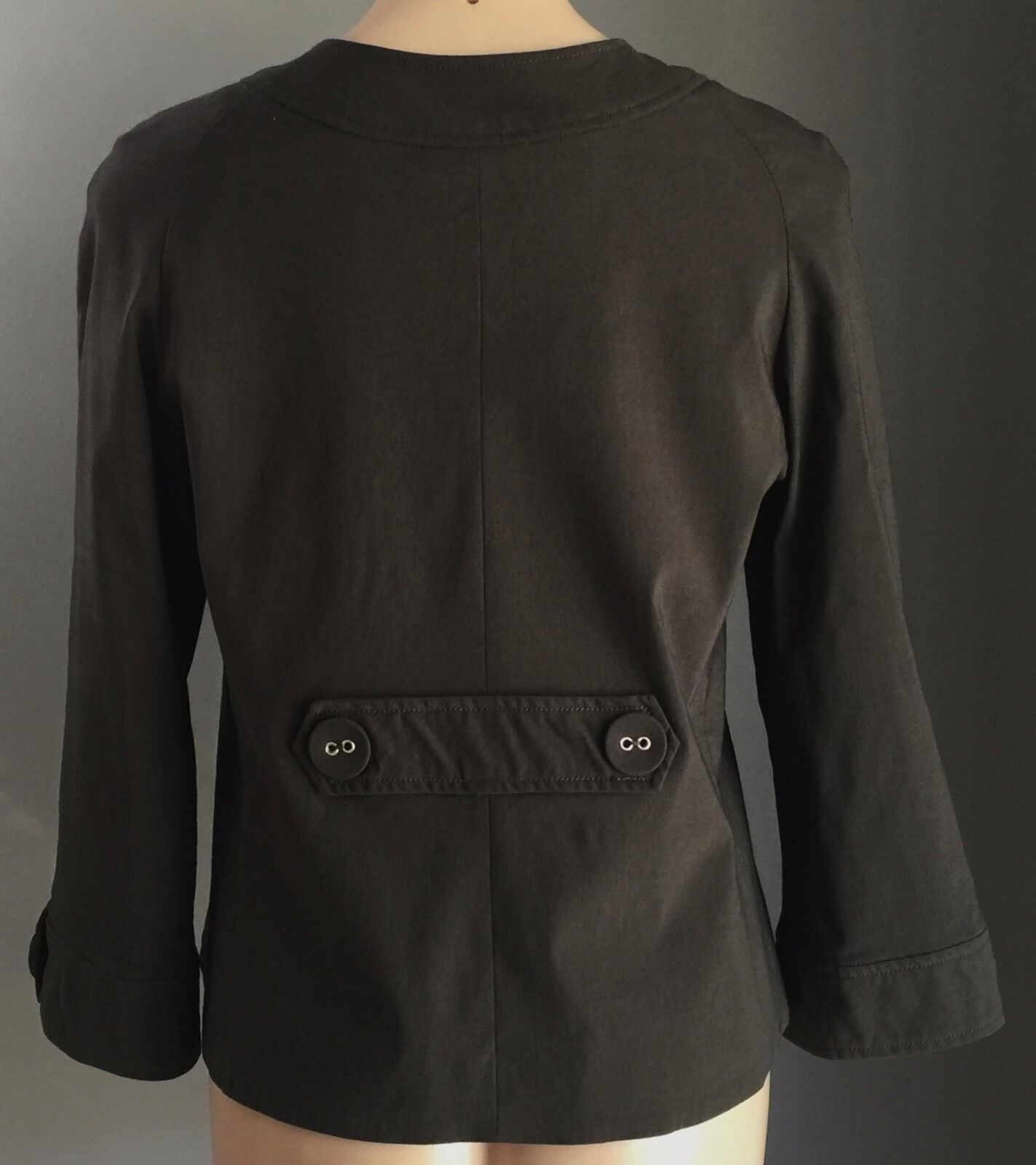 IDEALS Jacket Dark Khaki Round Neck Blazer Ladies Size M 12 Fab 1950's Look