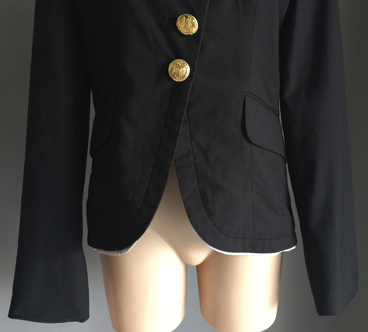 Fitted Military Style AQUA Jacket Black Ladies Size M 10 Vintage